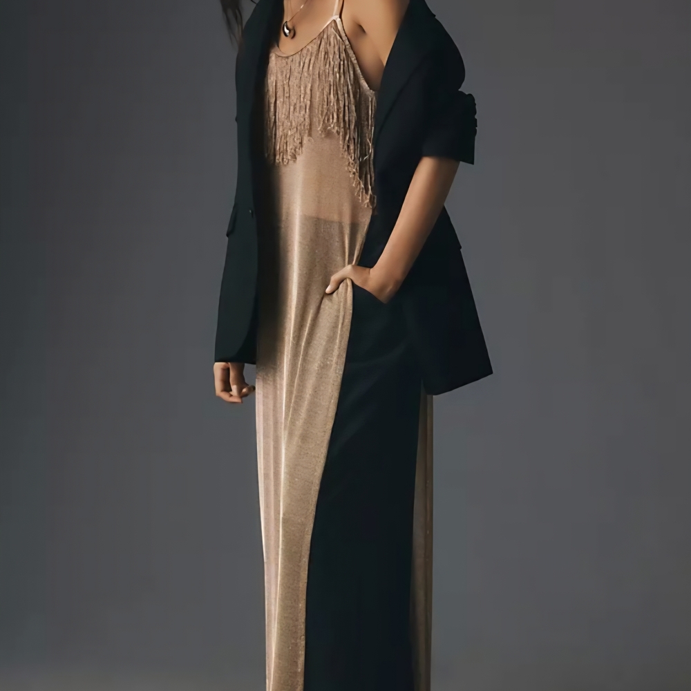 Anthropologie Metallic Gold Tunic